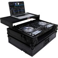 ProX Flight Case for Pioneer DDJ-SR2 and Hercules DJControl Inpulse 500 Controllers with Laptop Shelf and LED Kit (Black on Black)