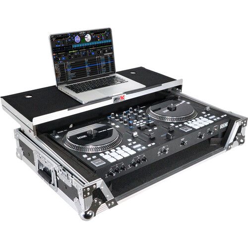 프로 ProX Flight Case with Laptop Shelf, 1 RU Rackspace & Wheels for RANE ONE (Silver on Black)