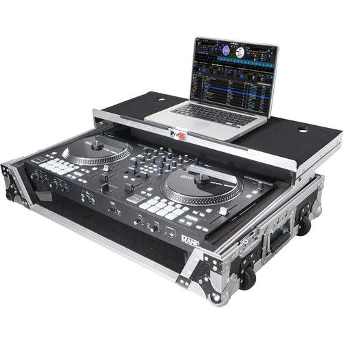 프로 ProX Flight Case with Laptop Shelf, 1 RU Rackspace & Wheels for RANE ONE (Silver on Black)