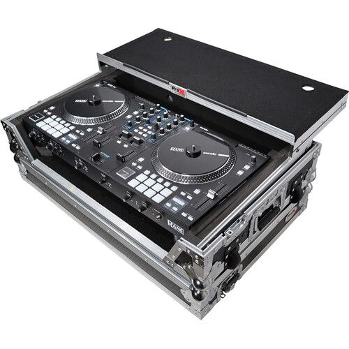 프로 ProX Flight Case with Laptop Shelf, 1 RU Rackspace & Wheels for RANE ONE (Silver on Black)