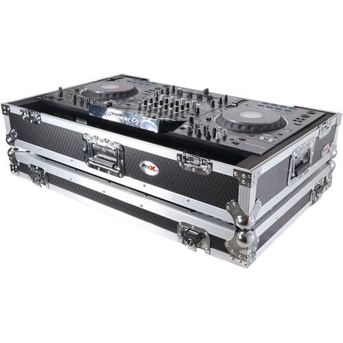 프로 ProX Flight Case with Wheels for Pioneer DJ XDJ-XZ System (Silver on Black)