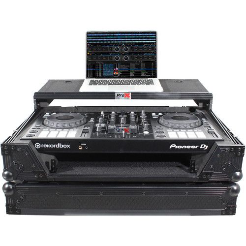 프로 ProX XS-DDJ800 WLTBL Flight Case with 1 RU Rackspace and Wheels for Pioneer DJ DDJ-800 (Black on Black)