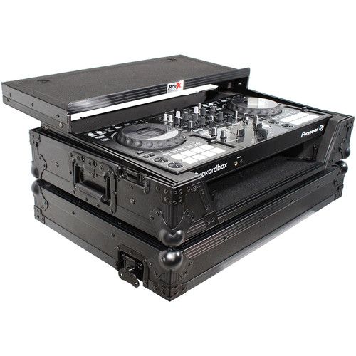 프로 ProX XS-DDJ800 WLTBL Flight Case with 1 RU Rackspace and Wheels for Pioneer DJ DDJ-800 (Black on Black)