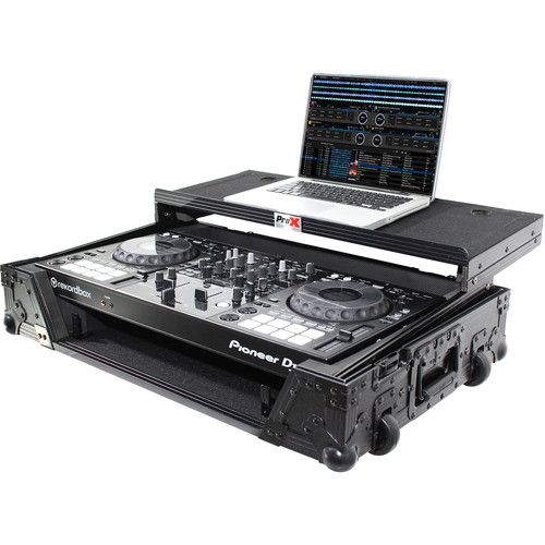 프로 ProX XS-DDJ800 WLTBL Flight Case with 1 RU Rackspace and Wheels for Pioneer DJ DDJ-800 (Black on Black)