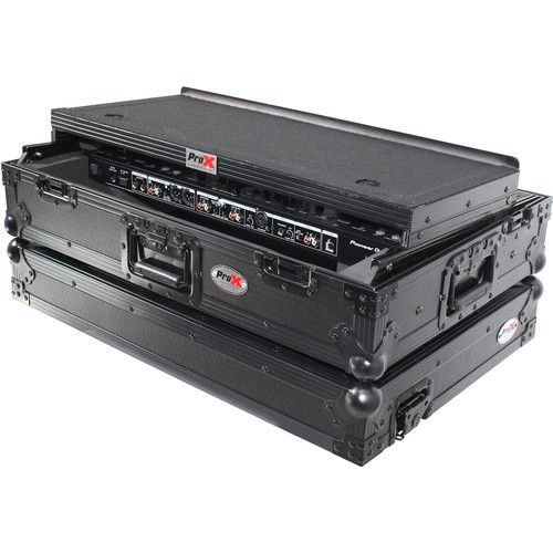 프로 ProX XS-DDJ800 WLTBL Flight Case with 1 RU Rackspace and Wheels for Pioneer DJ DDJ-800 (Black on Black)