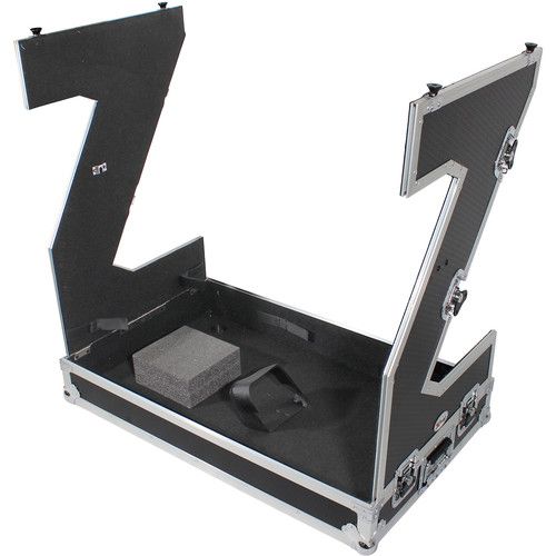 프로 ProX DJ Z-Table Junior Compact Workstation Flight Case with Table and Wheels (Silver on Black)