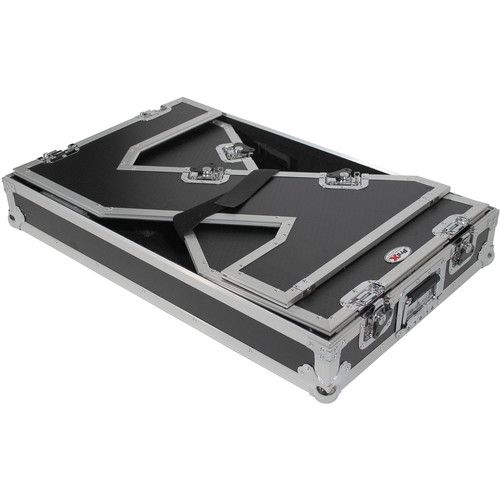 프로 ProX DJ Z-Table Junior Compact Workstation Flight Case with Table and Wheels (Silver on Black)