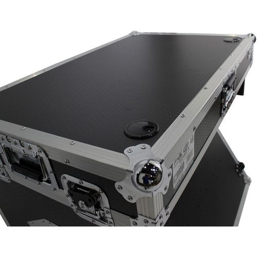 프로 ProX DJ Z-Table Junior Compact Workstation Flight Case with Table and Wheels (Silver on Black)