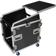 ProX 13 RU Top Mixer DJ Rack Combo Flight Case with Laptop Shelf and Casters