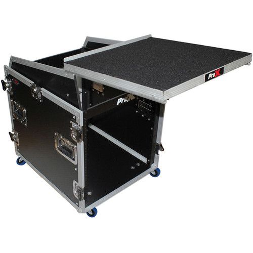 프로 ProX 13 RU Top Mixer DJ Rack Combo Flight Case with Laptop Shelf and Casters