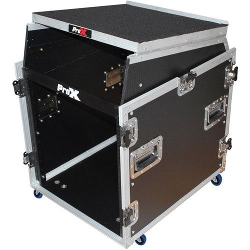 프로 ProX 13 RU Top Mixer DJ Rack Combo Flight Case with Laptop Shelf and Casters