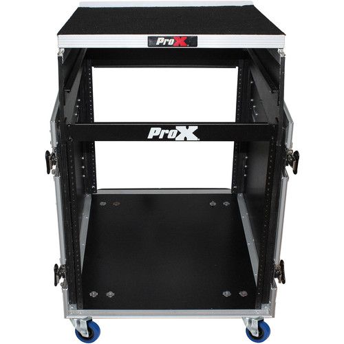 프로 ProX 13 RU Top Mixer DJ Rack Combo Flight Case with Laptop Shelf and Casters