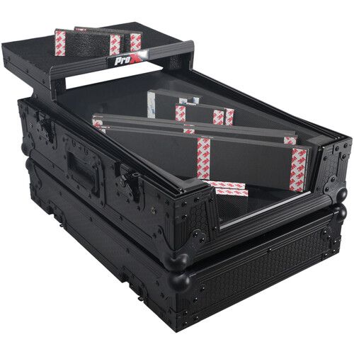 프로 ProX XS-M11LTBL Universal Flight Case with Laptop Shelf for Pioneer DJM-S11 and Rane SEVENTY / SEVENTY-TWO MKII Mixers (Black on Black)