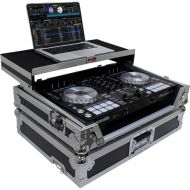 ProX Flight Case for Pioneer DDJ-SR2 and Hercules DJControl Inpulse 500 Controllers with Laptop Shelf and LED Kit (Silver on Black)