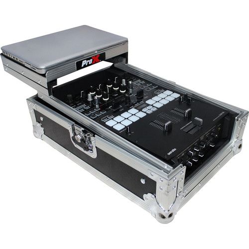 프로 ProX XS-DJMS9LT Flight Case with Sliding Laptop Shelf for Pioneer DJM-S9 Mixer (Silver on Black)