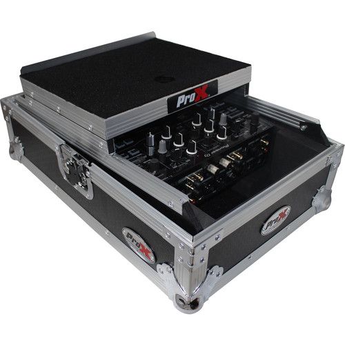 프로 ProX XS-DJMS9LT Flight Case with Sliding Laptop Shelf for Pioneer DJM-S9 Mixer (Silver on Black)