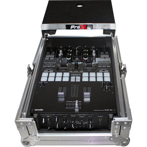 프로 ProX XS-DJMS9LT Flight Case with Sliding Laptop Shelf for Pioneer DJM-S9 Mixer (Silver on Black)