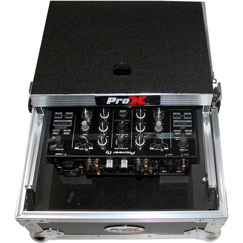 프로 ProX XS-DJMS9LT Flight Case with Sliding Laptop Shelf for Pioneer DJM-S9 Mixer (Silver on Black)