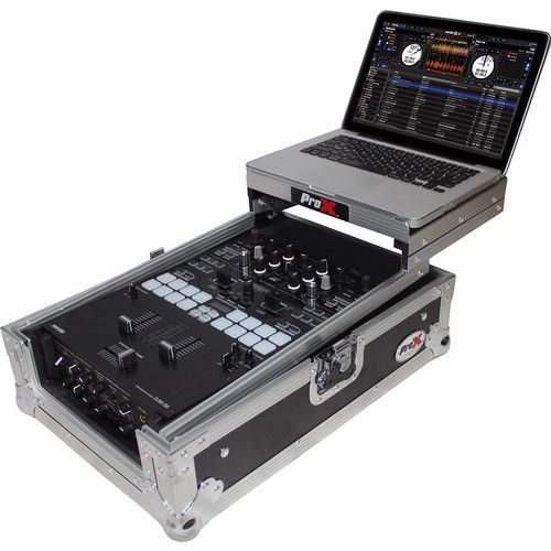 프로 ProX XS-DJMS9LT Flight Case with Sliding Laptop Shelf for Pioneer DJM-S9 Mixer (Silver on Black)