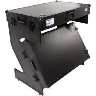 ProX DJ Z-Table Junior Compact Workstation Flight Case with Table and Wheels (Black on Black)