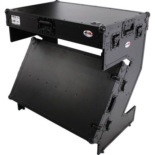 프로 ProX DJ Z-Table Junior Compact Workstation Flight Case with Table and Wheels (Black on Black)