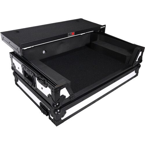 프로 ProX Flight Case for Pioneer DDJ-1000 FLX6 SX3 DJ Controller with Laptop Shelf 1 RU Rack Space and Wheels (White/Black)