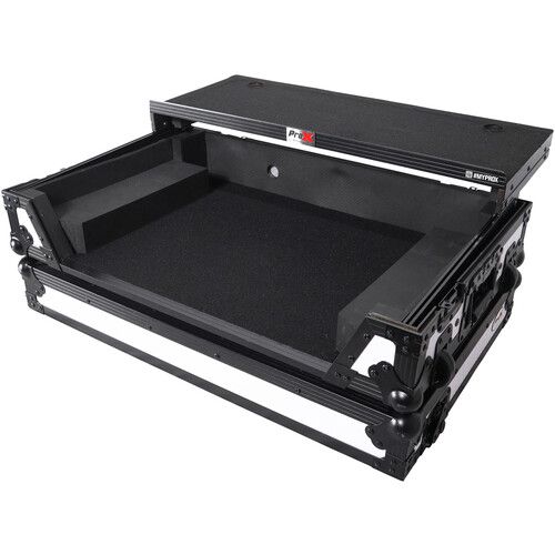 프로 ProX Flight Case for Pioneer DDJ-1000 FLX6 SX3 DJ Controller with Laptop Shelf 1 RU Rack Space and Wheels (White/Black)