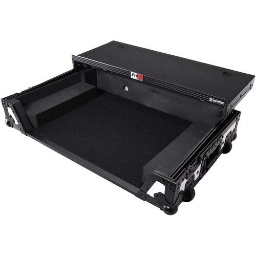 프로 ProX Flight Case for Pioneer DDJ-1000 FLX6 SX3 DJ Controller with Laptop Shelf 1 RU Rack Space and Wheels (White/Black)