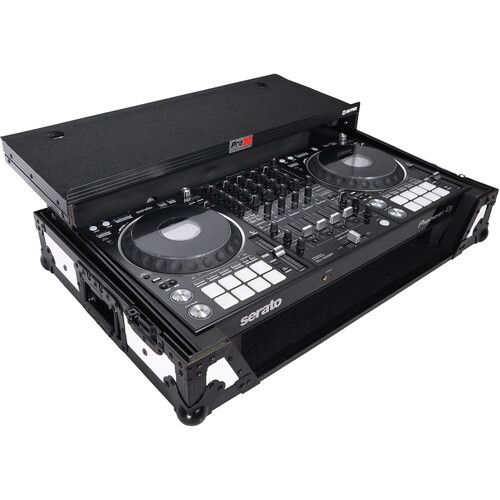 프로 ProX Flight Case for Pioneer DDJ-1000 FLX6 SX3 DJ Controller with Laptop Shelf 1 RU Rack Space and Wheels (White/Black)