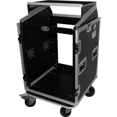 프로 ProX 14U Rack and 10U Top Mixer DJ Combo Flight Case with Laptop Shelf