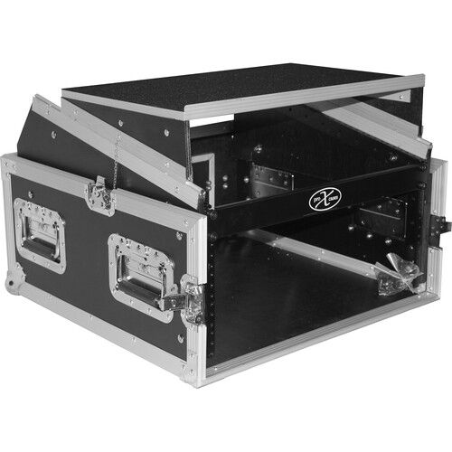 프로 ProX 4 RU Vertical Rack with 10 RU Top Mixer DJ Combo Flight Case with Laptop Shelf