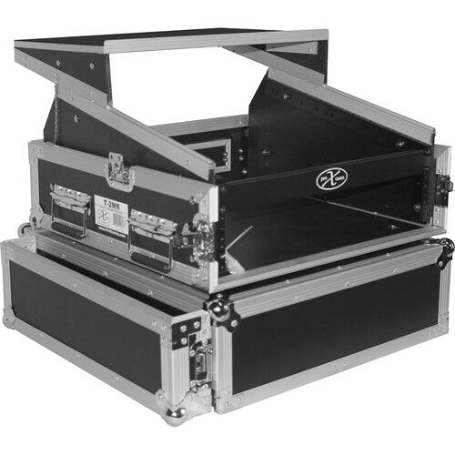 프로 ProX 2 RU Rack Front and 10 RU Top Mixer Mobile DJ Combo ATA Flight Style Case with Laptop Shelf