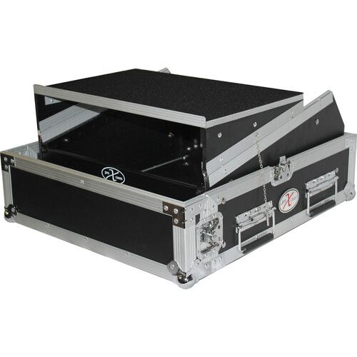 프로 ProX 2 RU Rack Front and 10 RU Top Mixer Mobile DJ Combo ATA Flight Style Case with Laptop Shelf