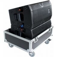 ProX Universal Line Array Speaker Flight Case with Wheels for Two Speakers (Silver on Black)