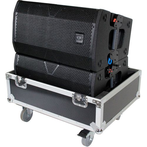 프로 ProX Universal Line Array Speaker Flight Case with Wheels for Two Speakers (Silver on Black)