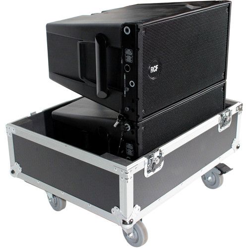 프로 ProX Universal Line Array Speaker Flight Case with Wheels for Two Speakers (Silver on Black)