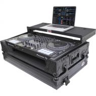 ProX LED Flight Case with 1 RU Rackspace and Wheels for Pioneer DJ DDJ-1000 and FLX6 (Black on Black)