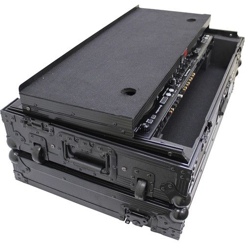 프로 ProX LED Flight Case with 1 RU Rackspace and Wheels for Pioneer DJ DDJ-1000 and FLX6 (Black on Black)