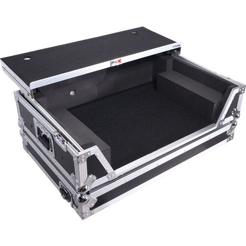 프로 ProX Flight Style Road Case for Pioneer DDJ-FLX10 DJ Controller with Laptop Shelf (Black / Silver)