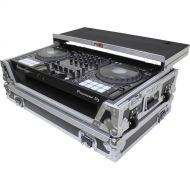 ProX LED Flight Case with 1 RU Rackspace and Wheels for Pioneer DJ DDJ-1000 and FLX6 (Silver on Black)