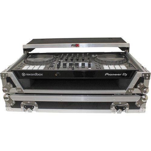 프로 ProX LED Flight Case with 1 RU Rackspace and Wheels for Pioneer DJ DDJ-1000 and FLX6 (Silver on Black)