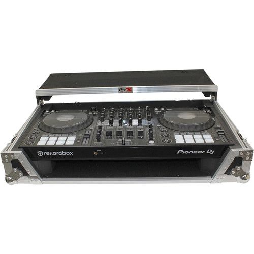 프로 ProX LED Flight Case with 1 RU Rackspace and Wheels for Pioneer DJ DDJ-1000 and FLX6 (Silver on Black)