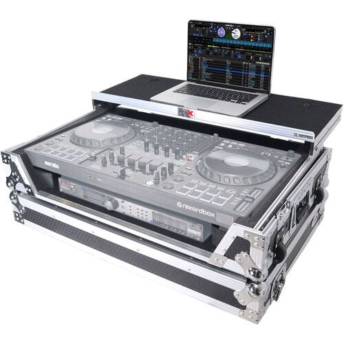 프로 ProX Flight-Style Road Case for Pioneer DDJ-FLX10 DJ Controller with Laptop Shelf (Black / Silver)