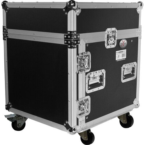 프로 ProX T-10MRLT DJ Combo Flight Case with Shelf and Wheels (10 RU Vertical Rack, 10 RU Top Mixer)