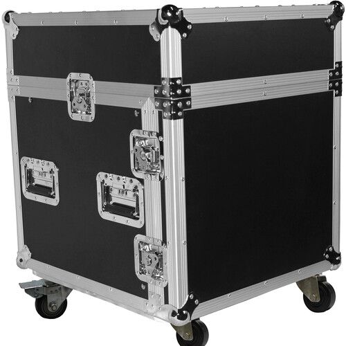 프로 ProX T-10MRLT DJ Combo Flight Case with Shelf and Wheels (10 RU Vertical Rack, 10 RU Top Mixer)