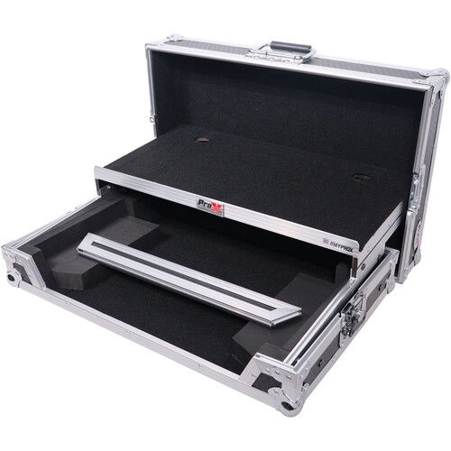 프로 ProX ATA Flight Style Road Case for Pioneer DDJ-400 / DDJ-SB3 with Laptop Shelf (Silver-on-Black)