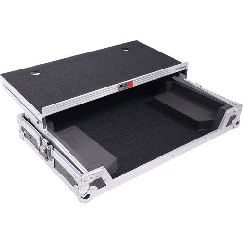 프로 ProX ATA Flight Style Road Case for Pioneer DDJ-400 / DDJ-SB3 with Laptop Shelf (Silver-on-Black)