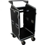 ProX T-18MRLT DJ Combo Flight Case with Shelf and Wheels (18 RU Vertical Rack, 10 RU Top Mixer)