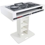 ProX DJ Control Tower Stand with 2 RU Rackspace, Laptop Arm, and Travel Case (White)