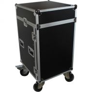 ProX T-16MRLT DJ Combo Flight Case with Shelf and Wheels (16 RU Vertical Rack, 10 RU Top Mixer)